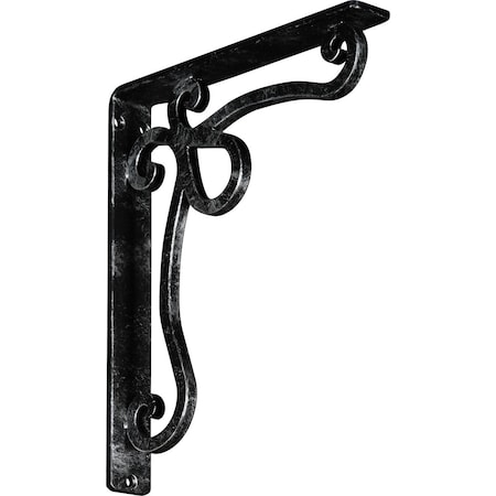 Ekena Millwork Orleans Wrought Iron Bracket, (Single center brace), Antiqued Silver 1 1/2"W x 10"D x 12"H BKTM01X10X12SOLASV